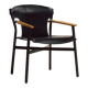 Maërl armchair, Galathée model, black leather, solid wood armrests of your choice