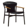 Maërl armchair, Galathée model, black leather, solid wood armrests of your choice