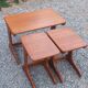 Set of 3 nesting tables in Scandinavian style made of teak from the 1970s.