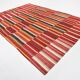 Red & Green Striped Pattern Turkish Kilim Rug, 270x383Cm