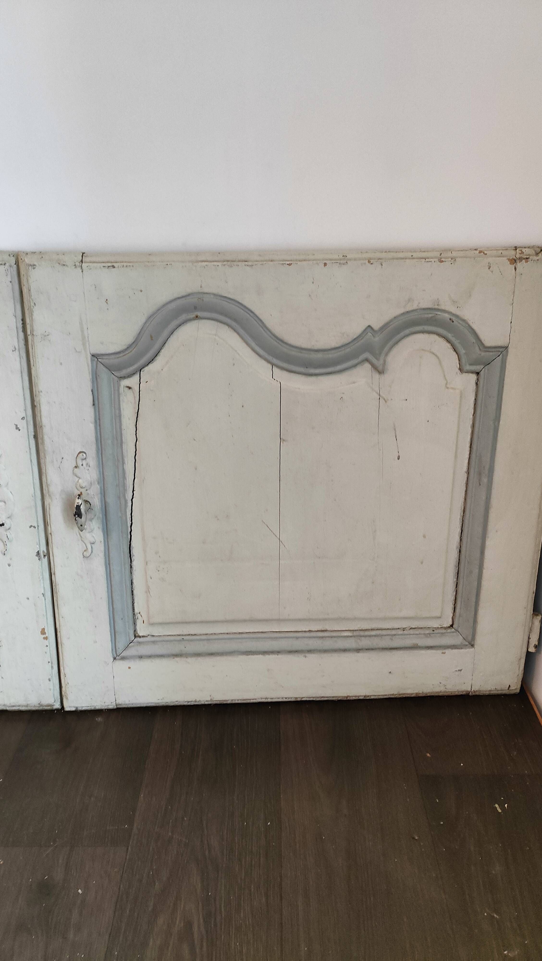 Pair of old oak cupboard doors – Louis XV style, panelled mo