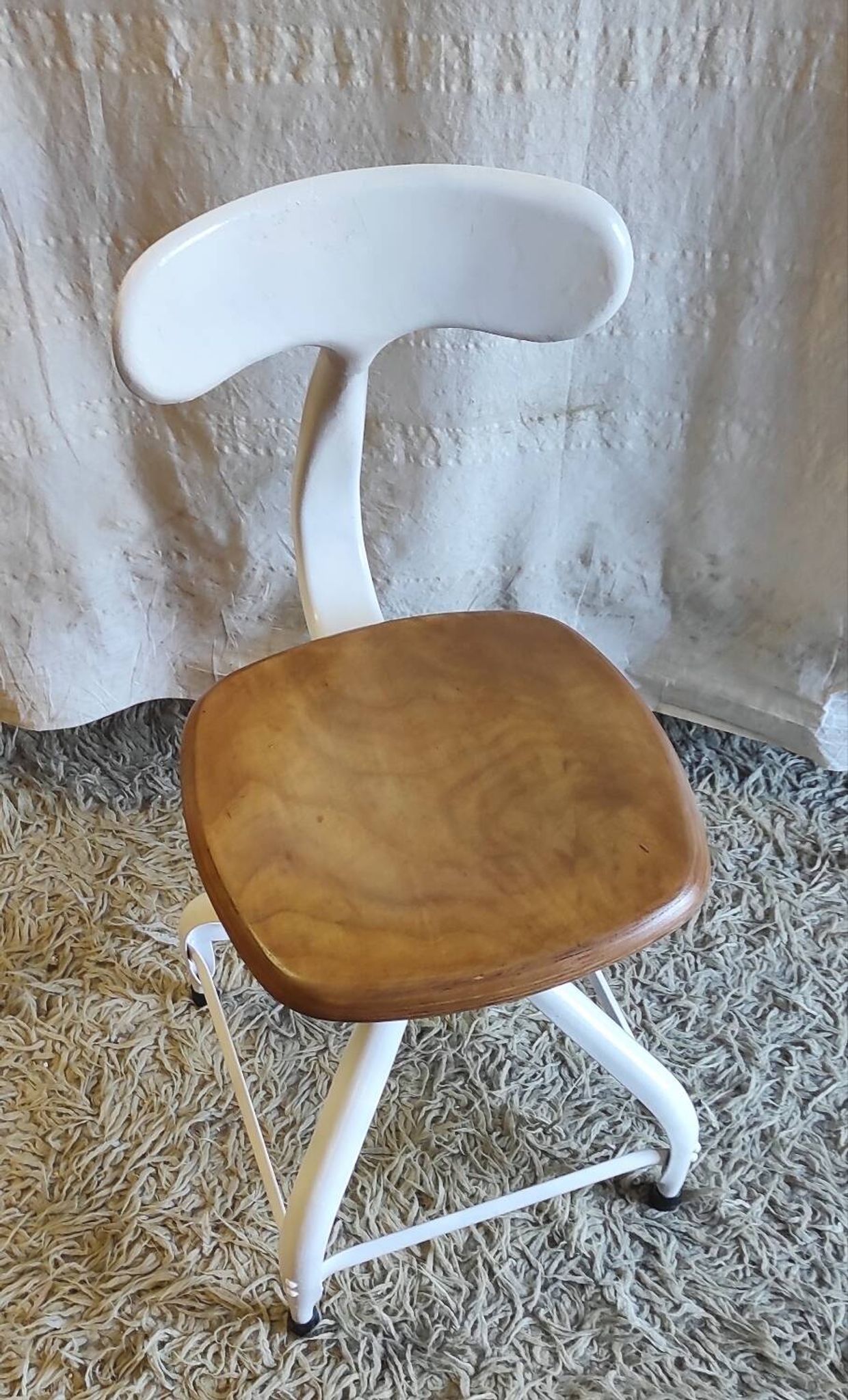 Workshop chair by Nicolle in metal and wood - 1960s