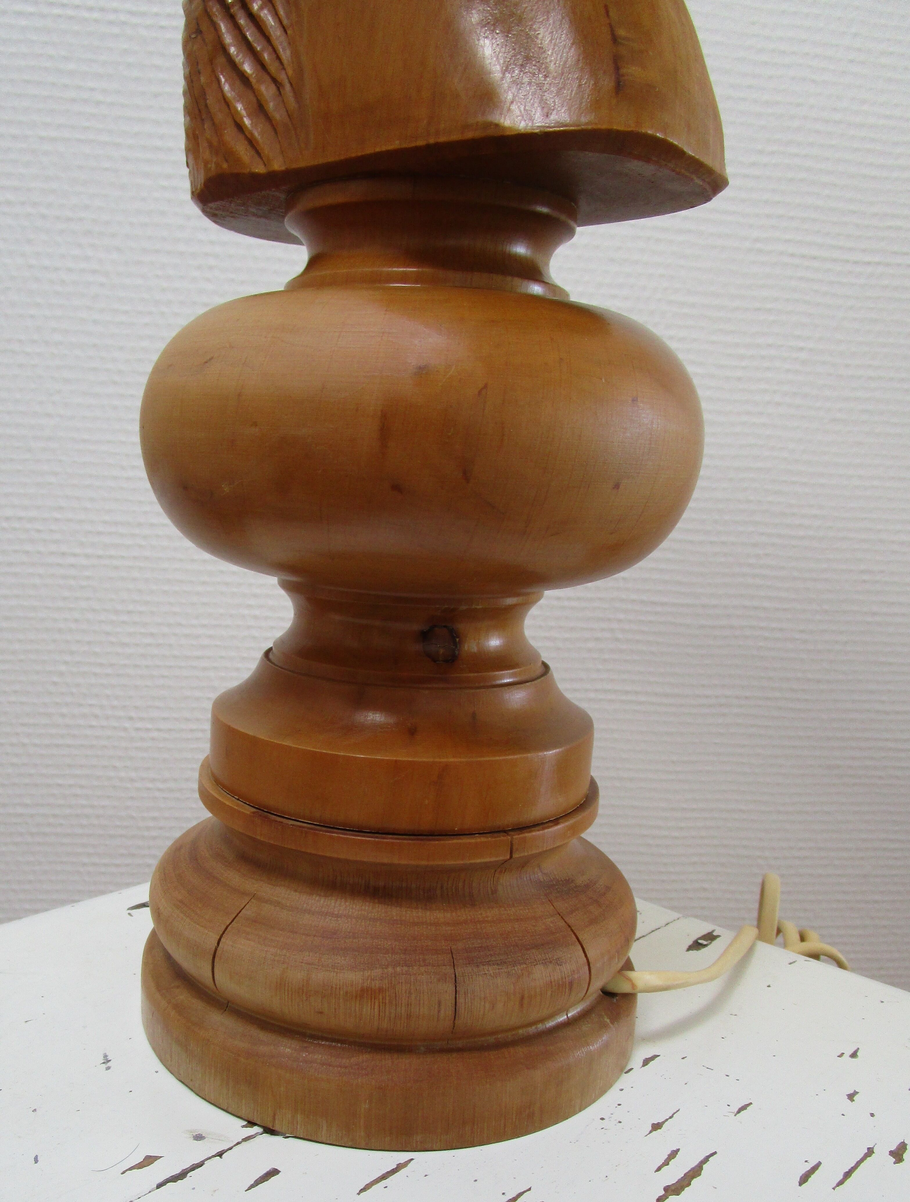 Lamp horse rider chess solid wood turned vintage