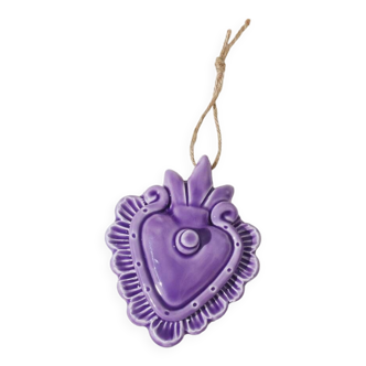 Coeur décoratif en céramique lila