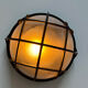 Vintage wall lamp, black metal and ridged glass, France 1980.