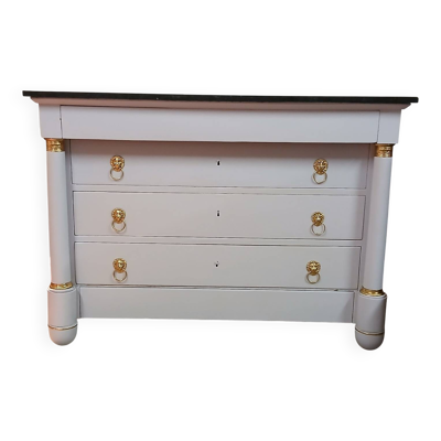 Commode Empire XIXe - Relooking Couture ''Guimauve'' & Feuille d'Or