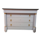 Empire Commode 19th Century - Couture Redesign "Marshmallow" & Gold Leaf