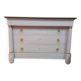 Commode Empire XIXe - Relooking Couture "Guimauve" & Feuille d'Or