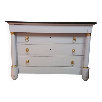 Empire Commode 19th Century - Couture Redesign "Marshmallow" & Gold Leaf