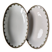 2 porcelain dishes with lions in the French Art Deco style