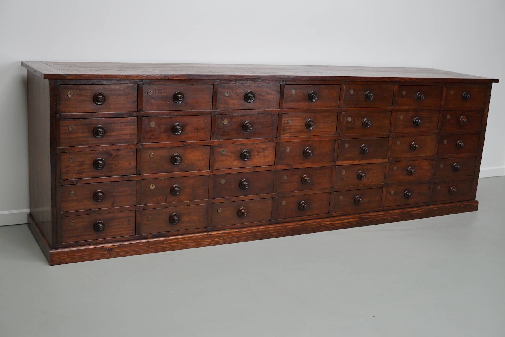 Very Large Antique Hardwood Apothecary Cabinet / Bank of Drawers, ca 1900