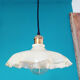 Suspension brass opaline lace beige glass