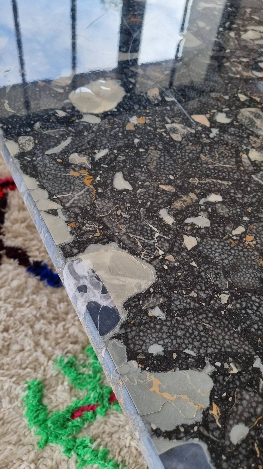 Vintage black terrazzo coffee table