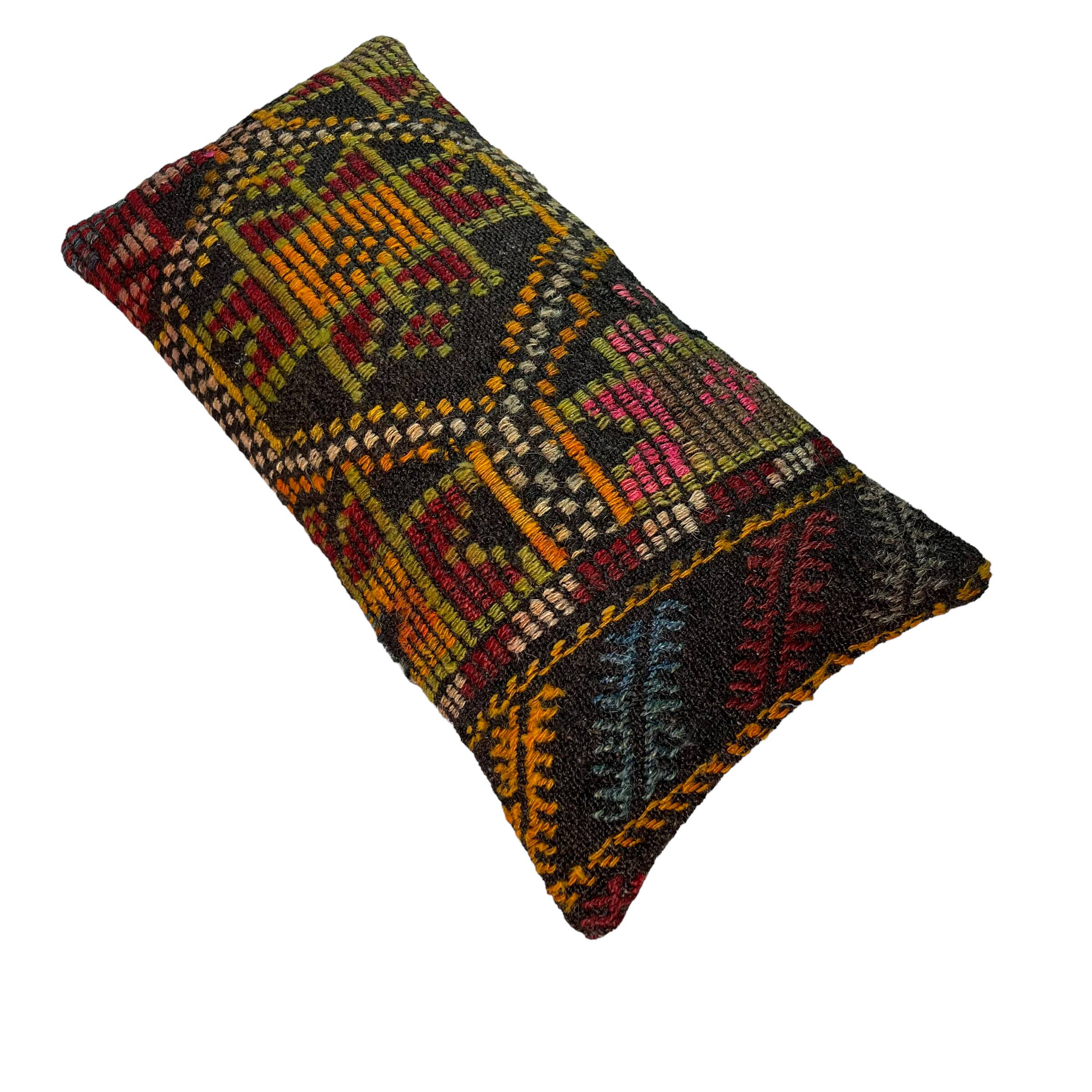 Vintage turkish kilim cushion cover , 30 x 60 cm