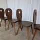 Set of 4 Vintage Brutalist Wooden Chair / Rustic Farmhouse Dining Chair