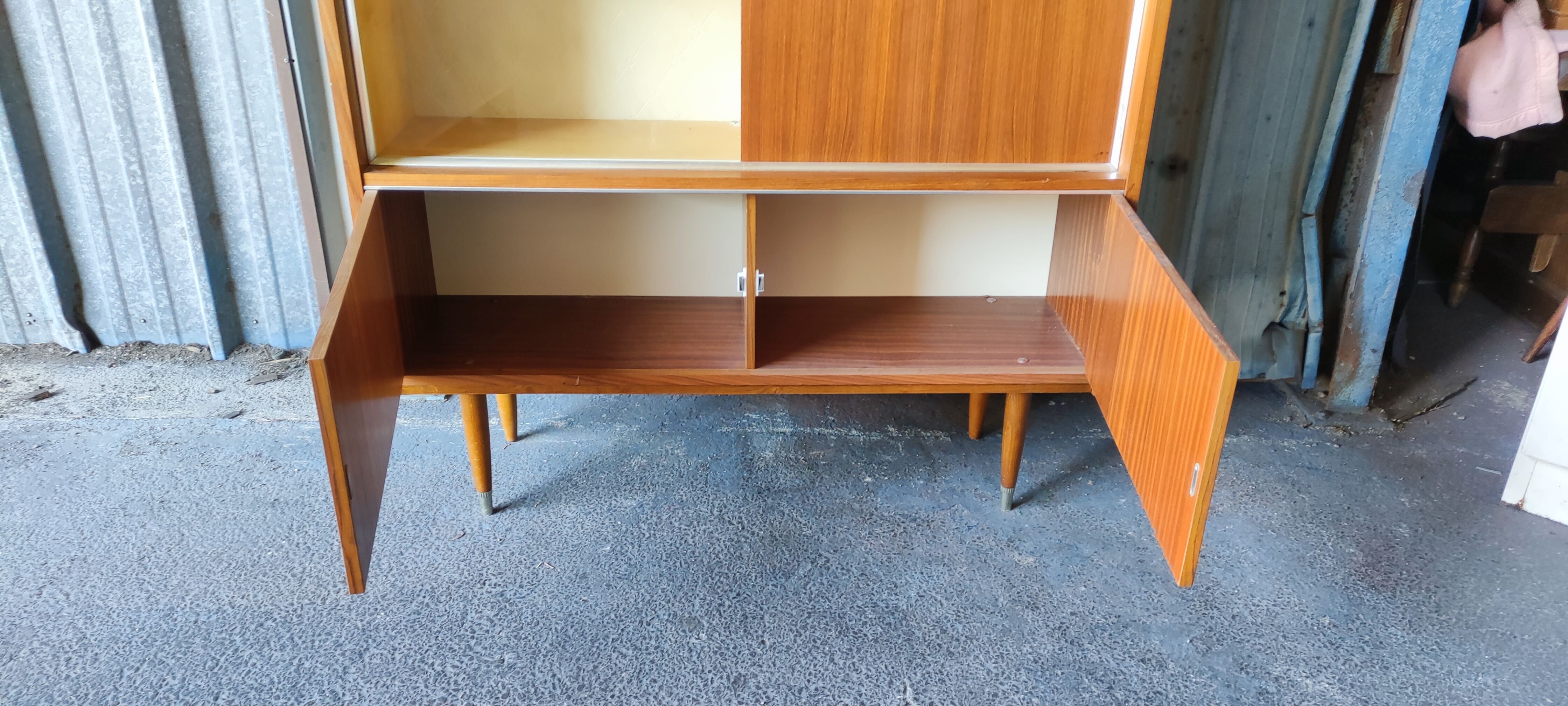 Sideboard and sliding door showcase scandinavian style manufactured from the 60s and 70s