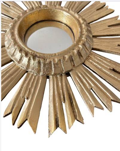 Miroir soleil en bois doré « œil de sorcière »