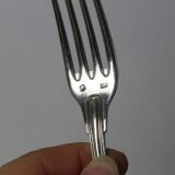 Set of 6 Cailar Bayard dessert forks, Coquille, monogrammed, early 20th century