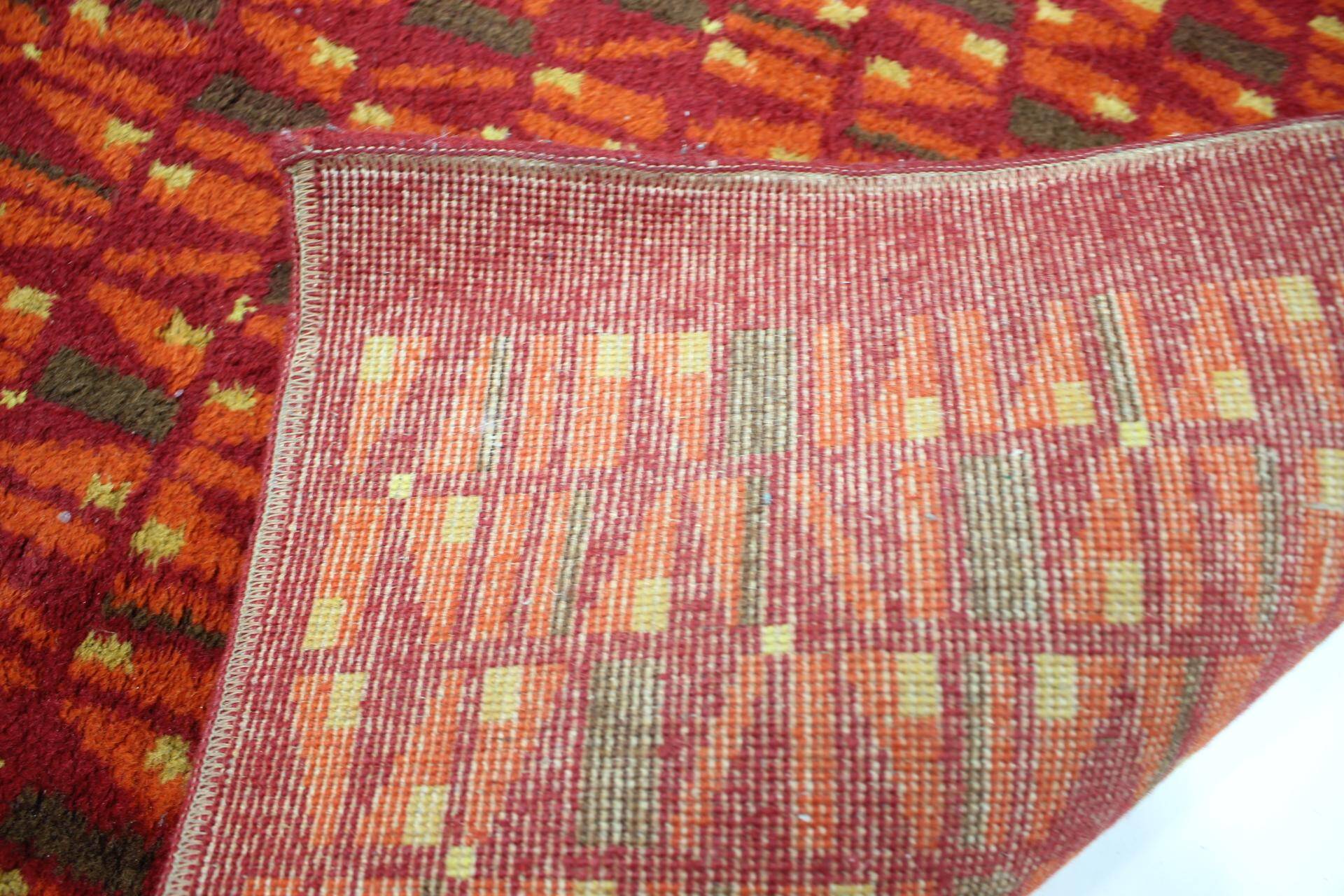 Red Wool Carpet with Original Design, 1960s