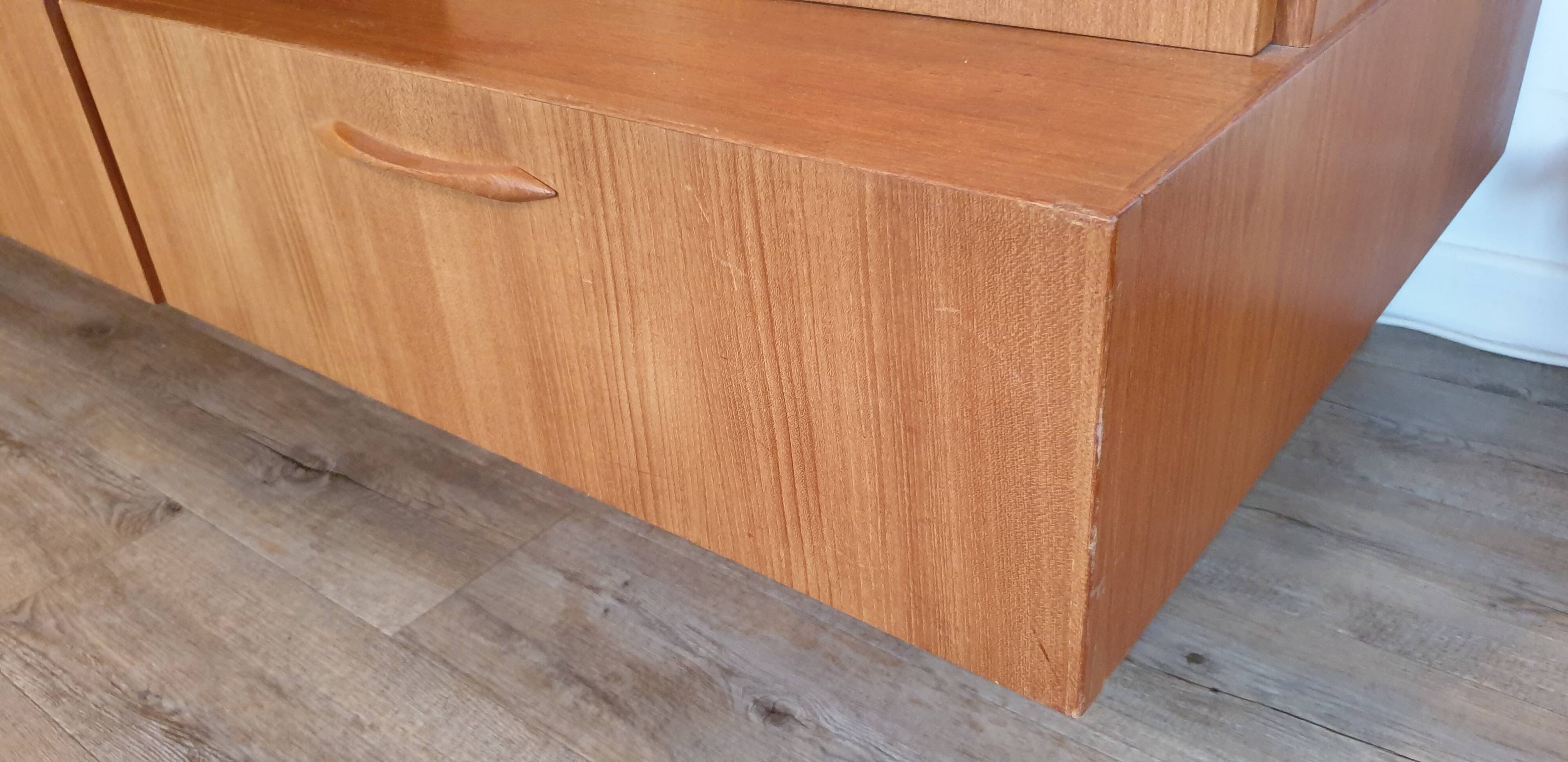 Large living room "Concorde" vintage 1970s Solid teak