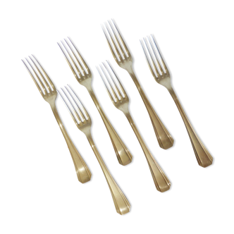 6 art deco style Christofle forks in silver metal