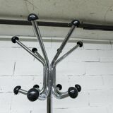 Coat rack with 12 chrome and black plastic hooks, 1960, 2m.