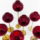 Set of 7 Hans-Agne Jakobsson AB Markaryd NR135 red tealight holders, Sweden, c