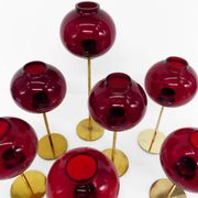 Set of 7 Hans-Agne Jakobsson AB Markaryd NR135 red tealight holders, Sweden, c