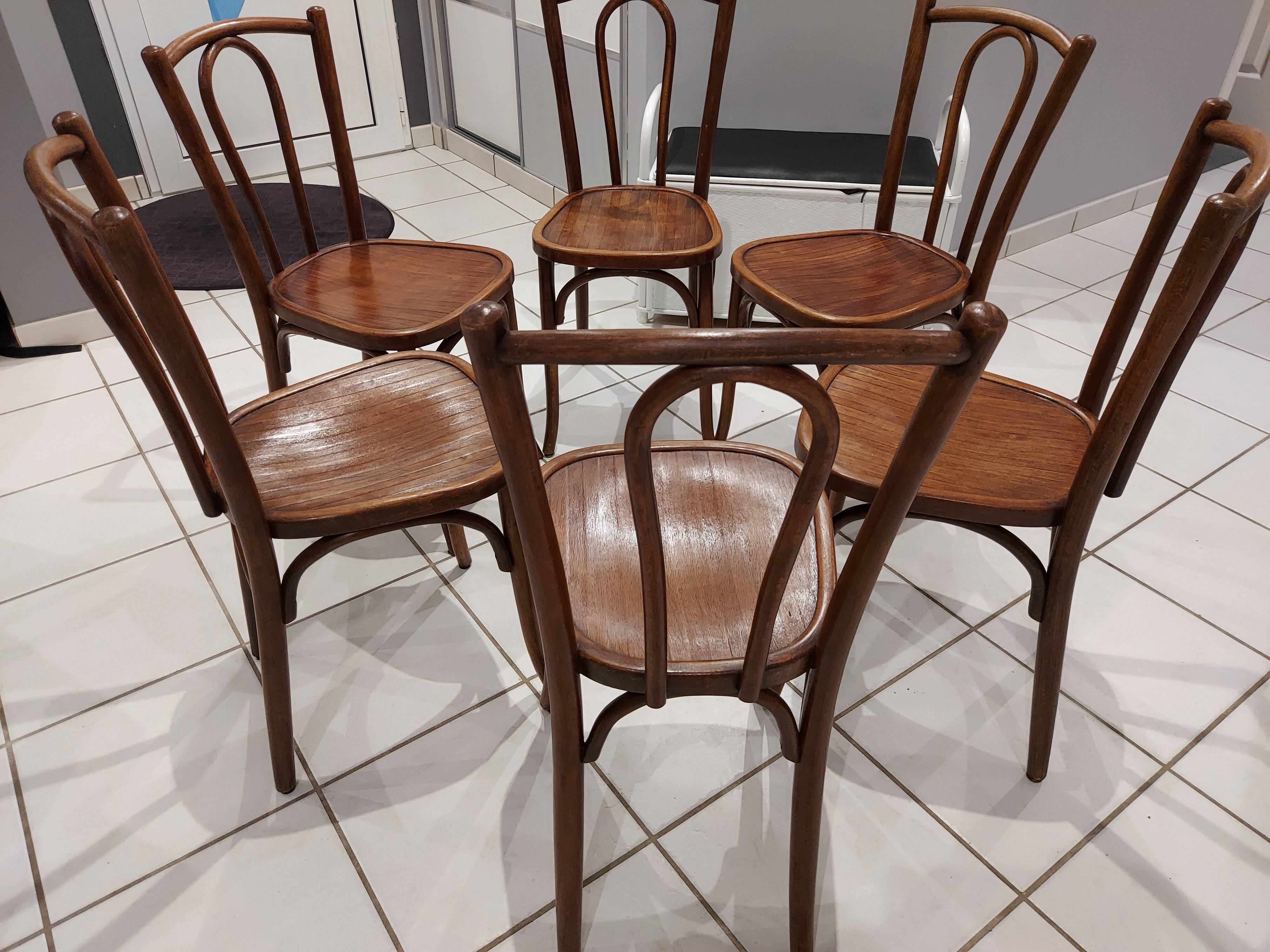 Suite of 6 vintage bistrot chairs 1930s