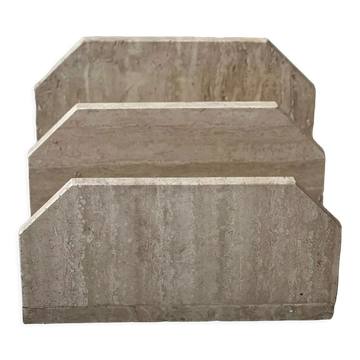 Travertine magazine holder, italy 1970