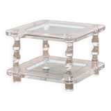 Table basse française Lucite et verre Maison Roméo, années 1970