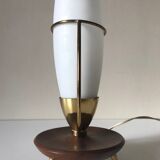 Lamp tripod teak and opaline 1960