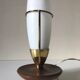 Lampe tripode teck et opaline vintage 1960