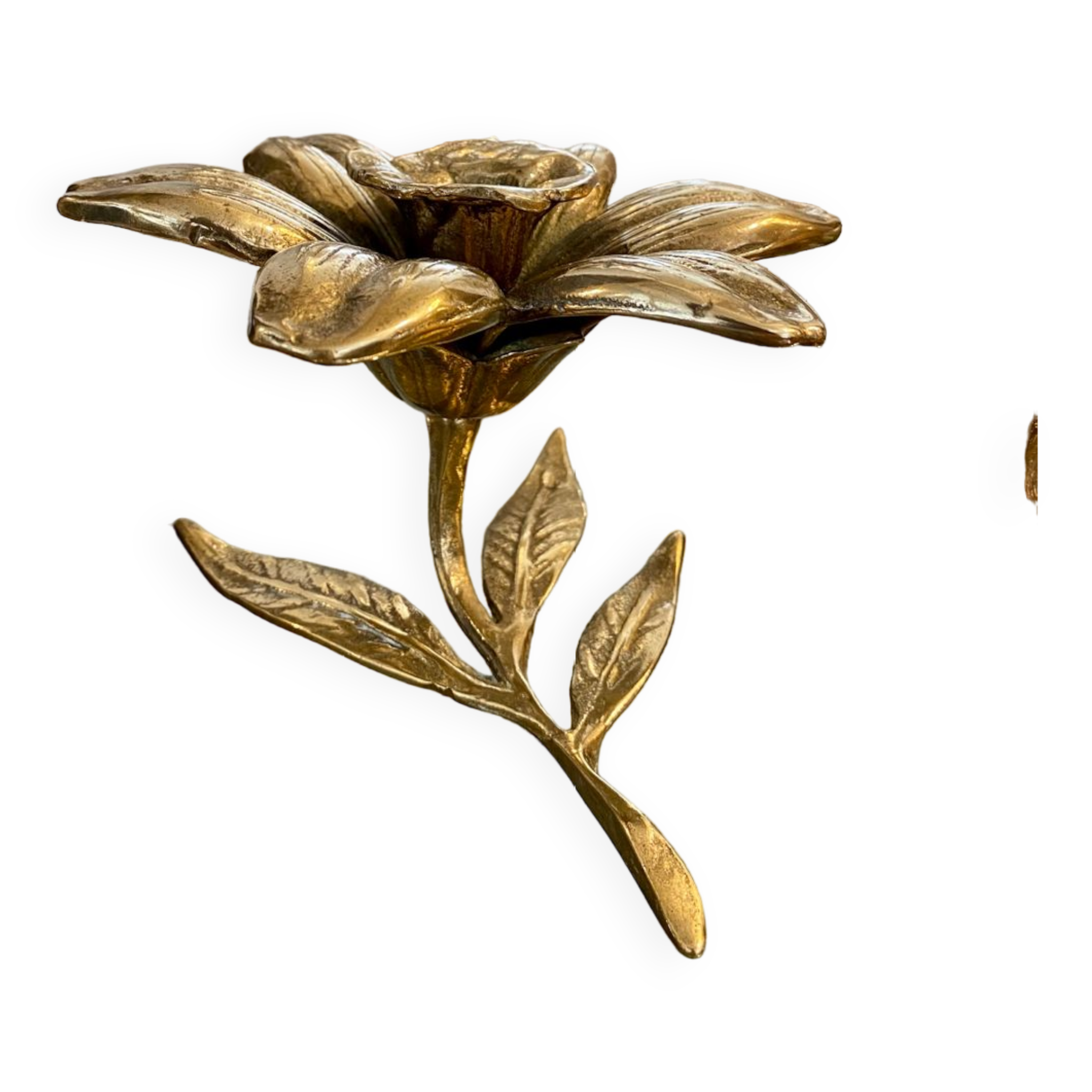 Bougeoir fleur en laiton