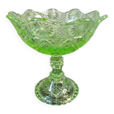 Footed glass compote in uraline, Victorian style – EAPG, early 20th century
