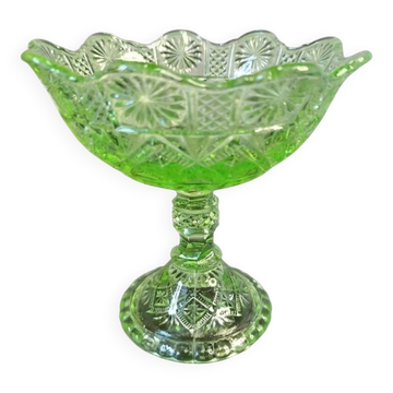 Compotier sur pied en verre d'ouraline, Style Victorien – EAPG, début XXe