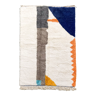 Tapis berbère marocain beni ouarain écru à motifs colorés 242x156cm