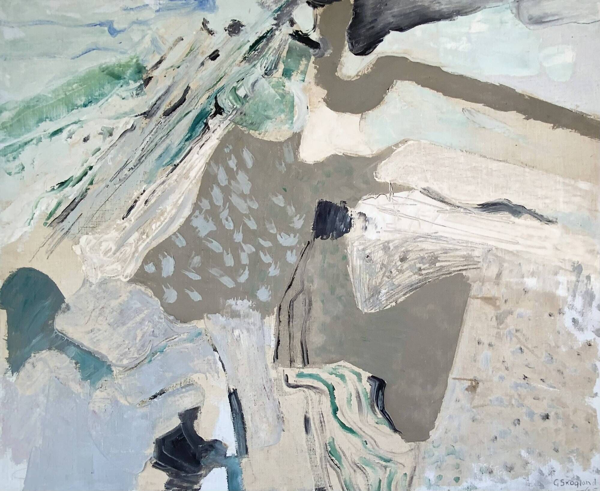 Vintage Abstract Oil on canvas by Carl Gustaf Skoglund Swedish, 1965