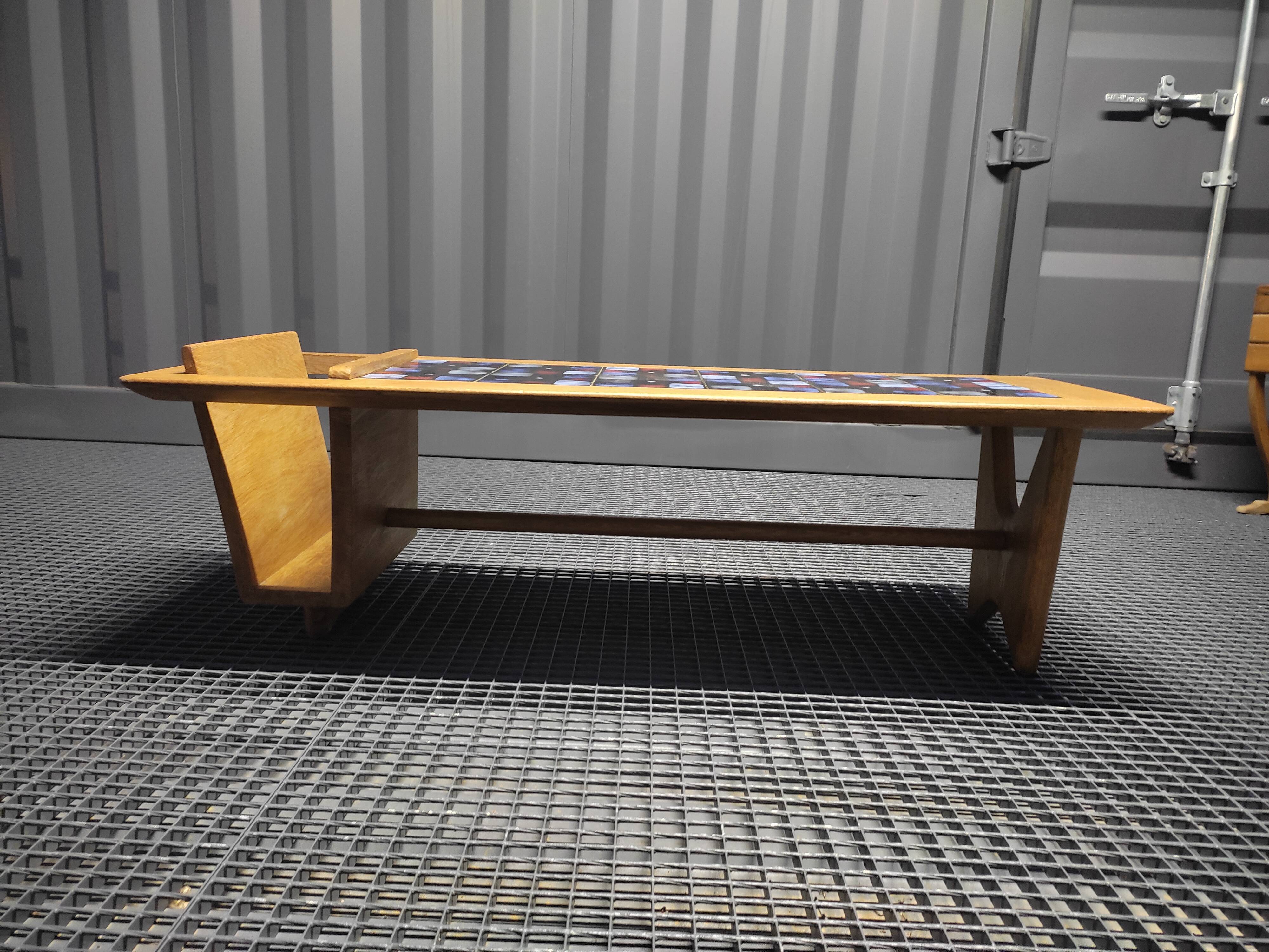 Oak coffee table by Guillerme and Chambron
