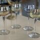 7 vintage iridescent foot glasses