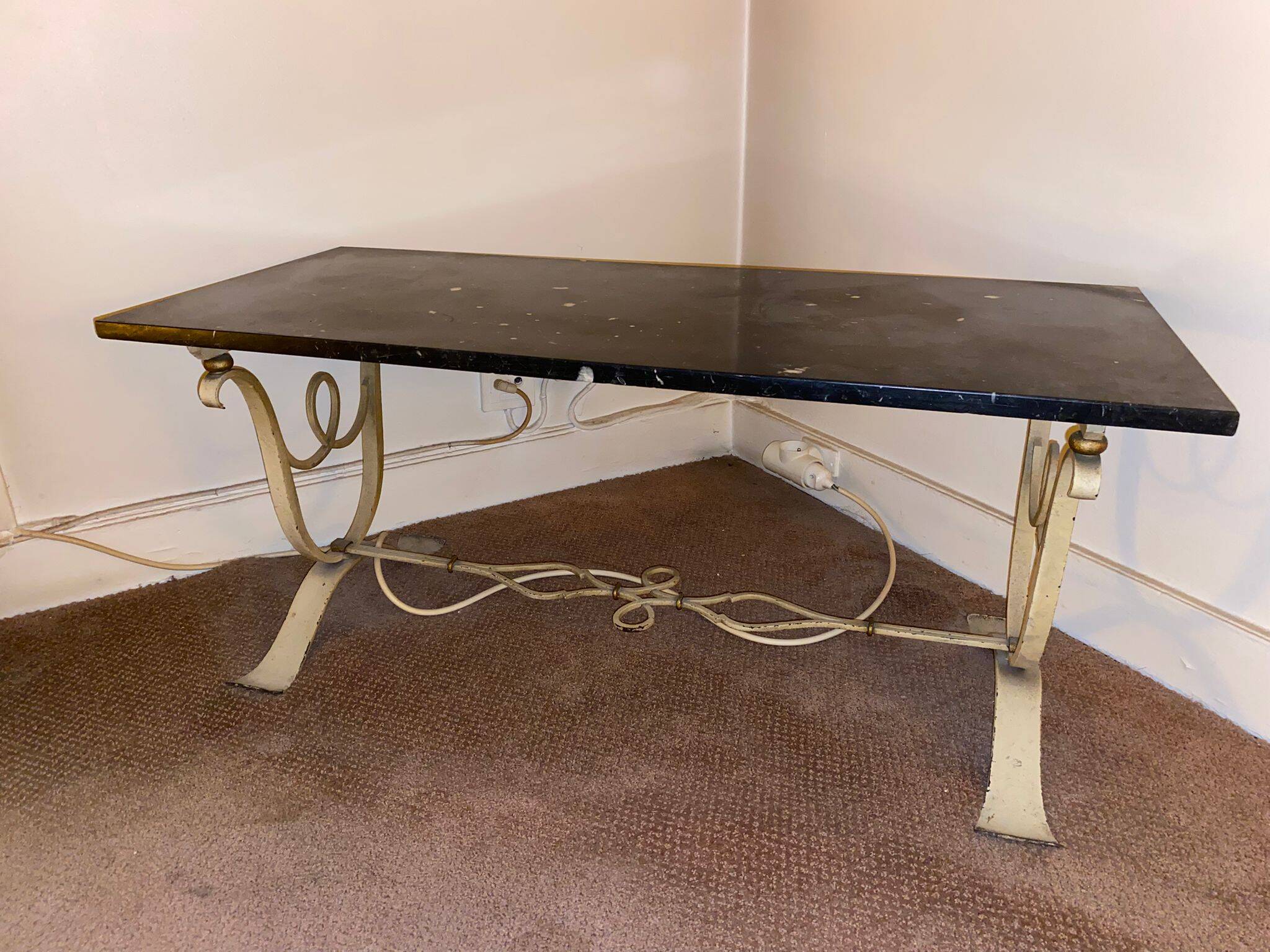 Marble & wrought iron coffee table, 1940