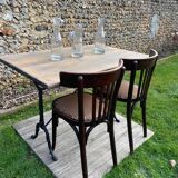 Vintage bistro table with solid oak top