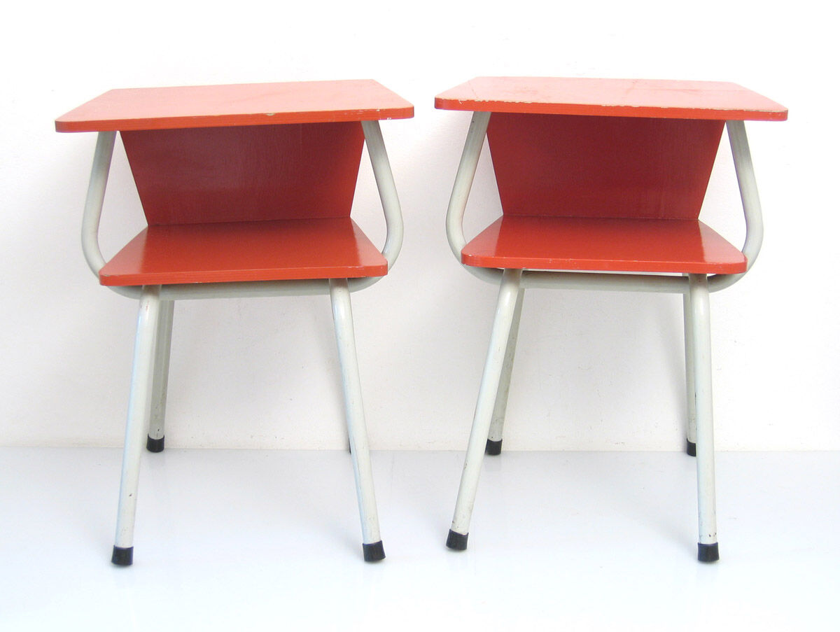 2 fifties red vintage bedside cabinets