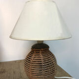 Pair of feet of vintage rattan lamps