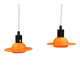 Suspensions en verre orange en forme de soucoupe volante par Design-Light, début des années 1990, Danemark.