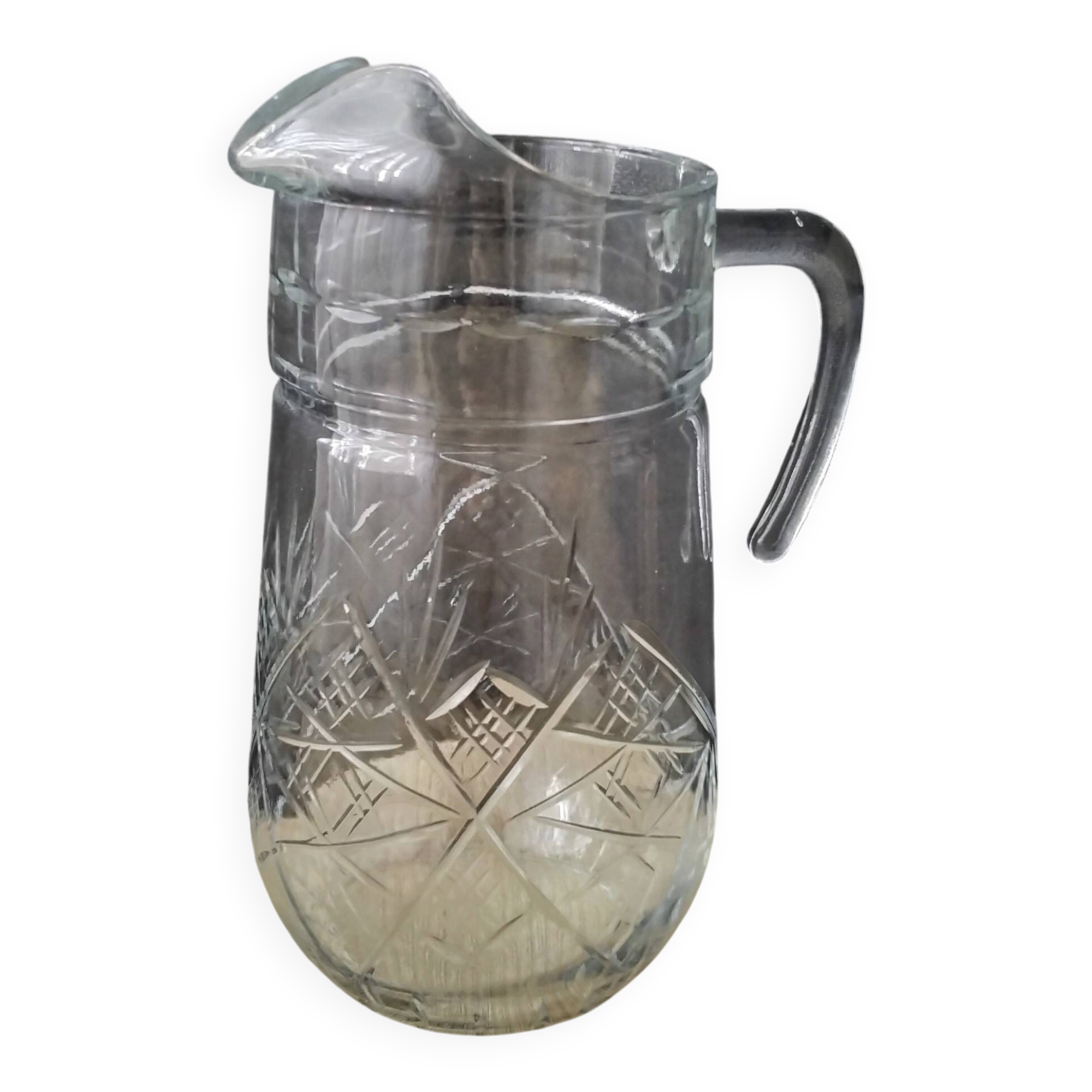 Jug, moulded pressed glass water carafe 1.6 L