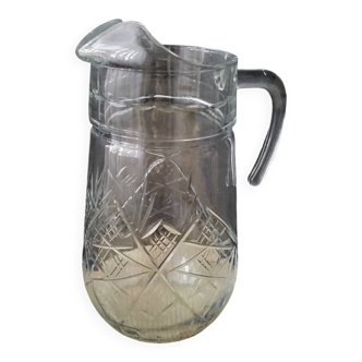 Jug, moulded pressed glass water carafe 1.6 L