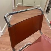 Hanging chair in Mart Stam S33 style in chrome metal and cognac imitation leather