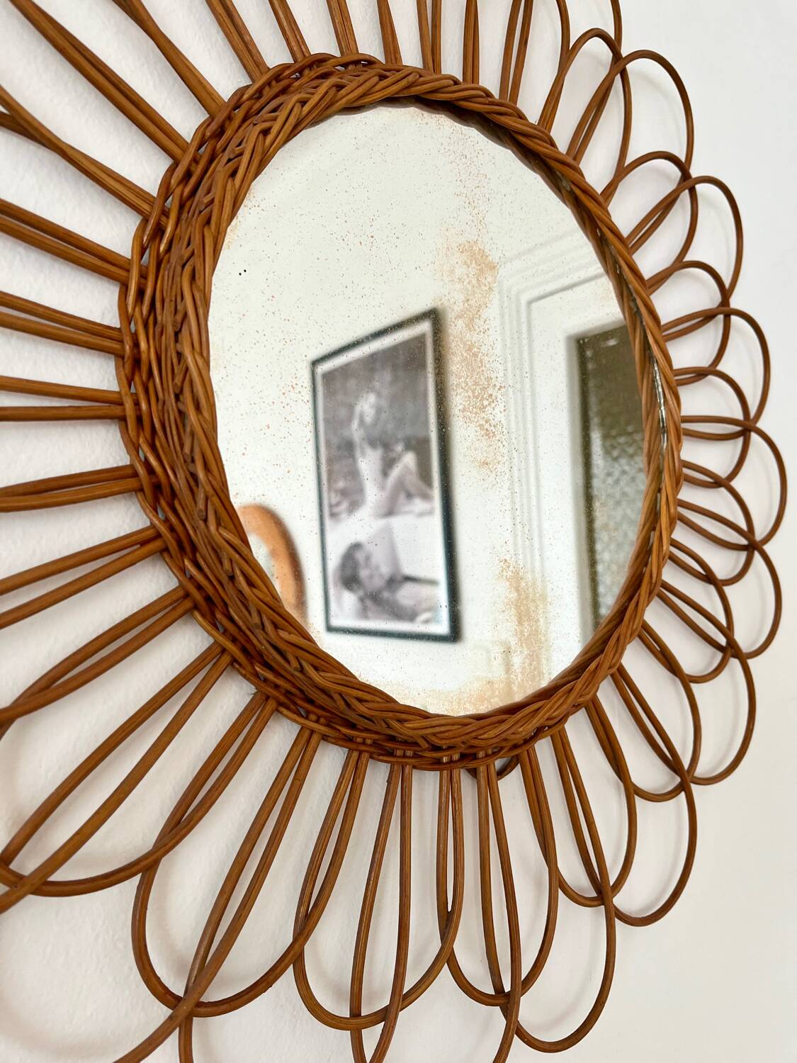 Vintage rattan mirror from the 60s