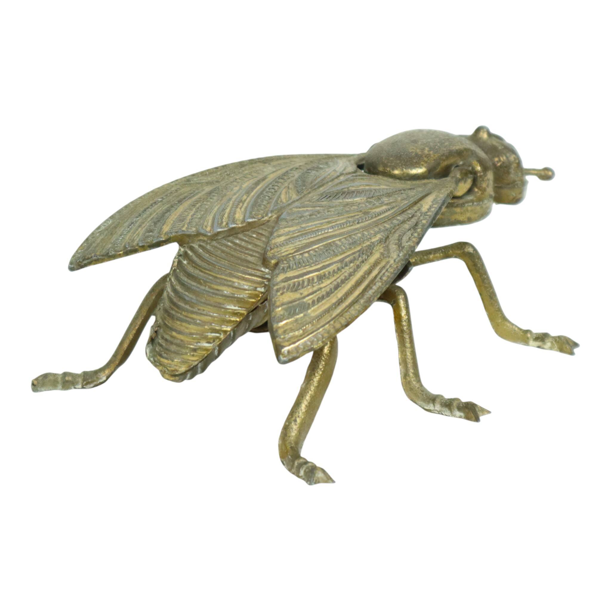 Vintage Copper Plated Fly Ashtray Figurine Italy Sixties